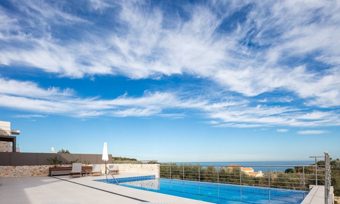 Kato Galatas Villa | Oinolithos Luxury Villa Merlin - Sea views, 1 km from the beach, private pool!