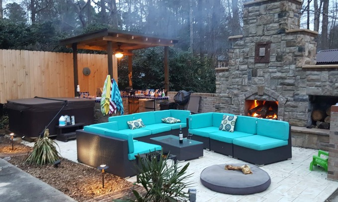 Cary House | Outdoor Oasis - Secluded Pool, Hot Tub, Fireplace