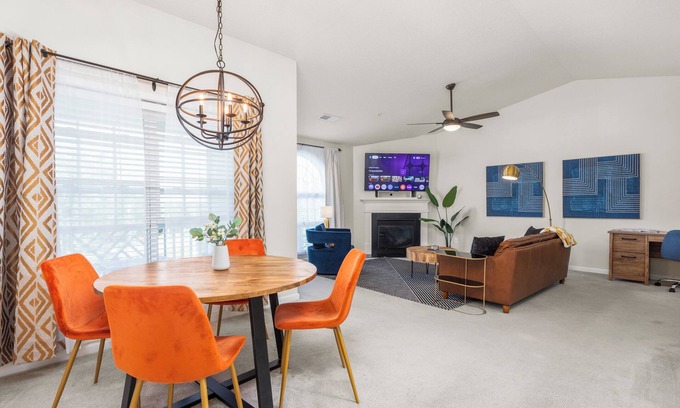 High Point Condo | Overlook Retreat Across from Carolina Core. Pet and Remote Work Friendly!