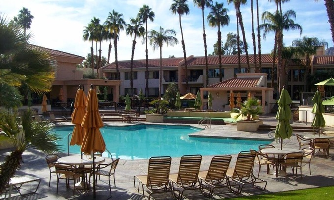 Palm Springs Villa | Palm Springs Area 1 Bdrm on a Golf Course, view of Mountains.