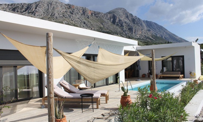 Paleros Villa | Panoramic view, private pool stylish three bedroom villa