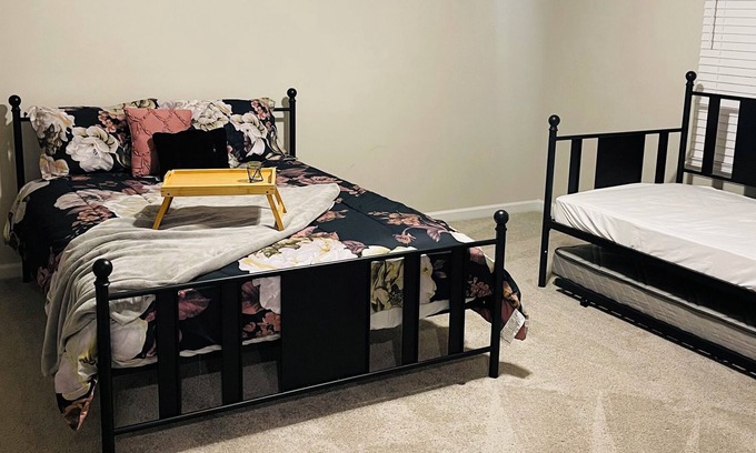 Lovejoy House | Peaceful and cozy master suite with private bathroom and walk in closet