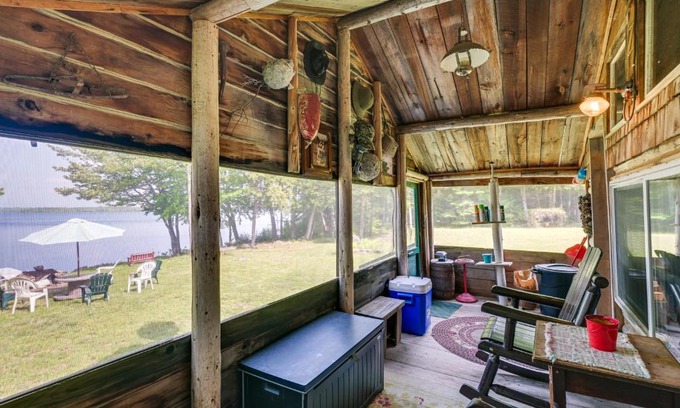 Island Falls House | Peaceful Lakefront Cabin Getaway Dock, Fire Pit!