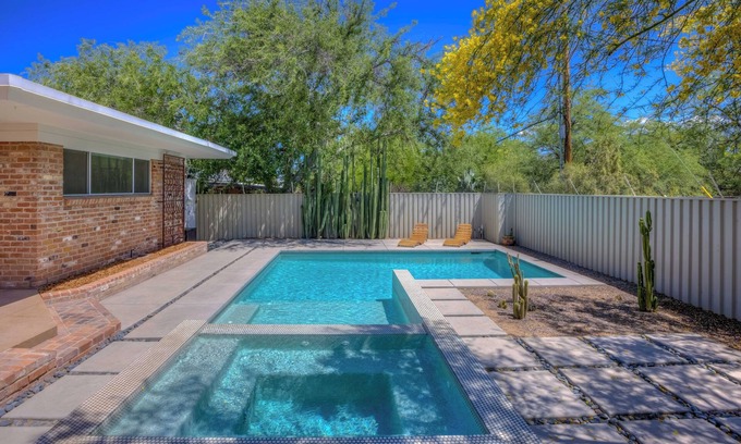 Blenman-Elm House | Peaceful Mid-Century Retreat with Pool and Hot Tub