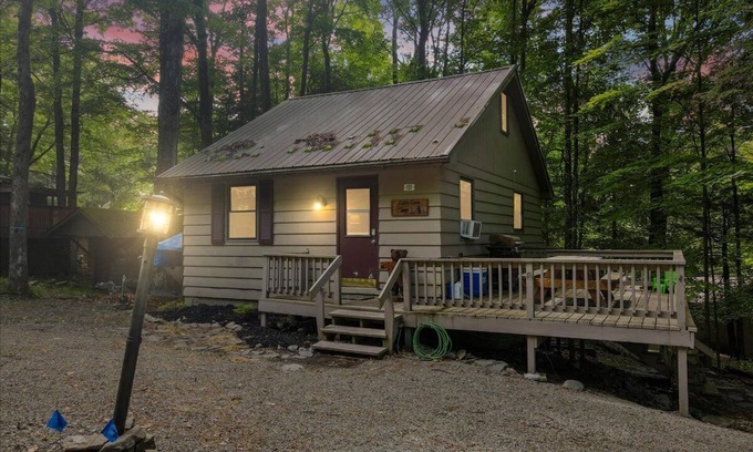 Greentown Cabin | Pet Friendly Rustic Cabin at Lake Wallenpaupack w. Pool Access+Rentable BoatSlip