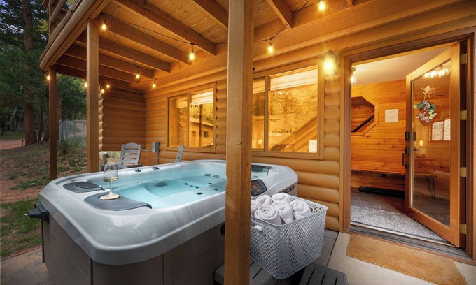 Spring Valley Cabin | Pikes Peak Colorado Modern Cabin Retreat: Hot Tub, Arcade, Trails, Peaceful