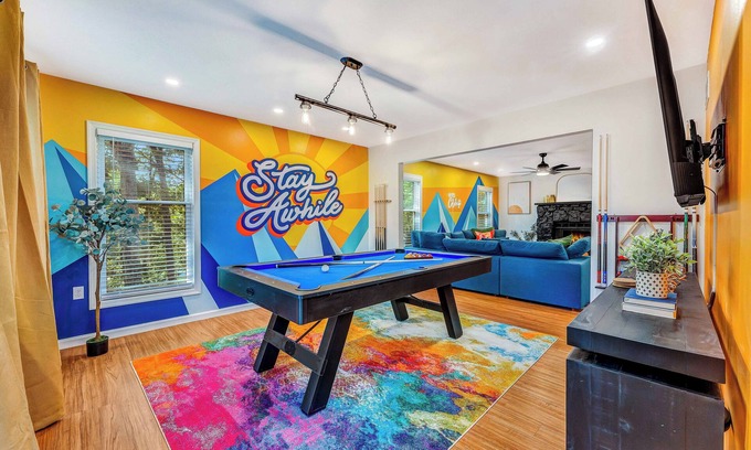 East Stroudsburg House | Pocono Dream House! Heated Pool, Fire Pit, Bowling, Mini Golf!