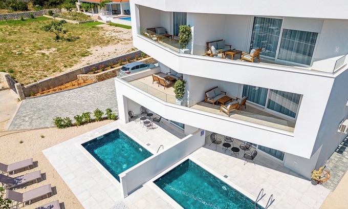 Zrce Apartment | Pool apartments Twins with terrace for 16