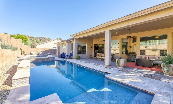 Boulder Mountain Highlands House | Private desert dream home with enclosed yard, pool, furnished lanai, & grill