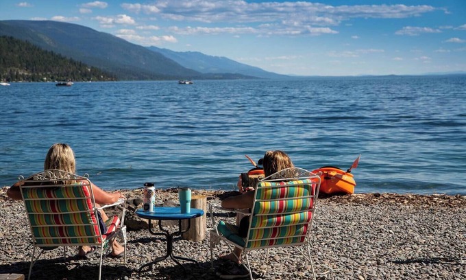 Woods Bay House | Real Vintage Camper Flathead Lake Beach Pets yes!