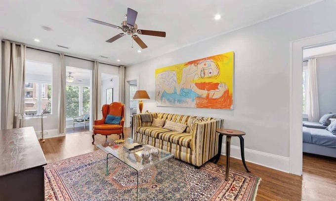 Cherry Condo | Refined Myers Park 2BR King Condo | Sunroom