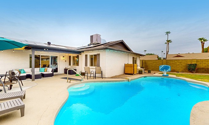 Dobson Ranch House | Relax Poolside at Spacious Mesa Home with Grill, & Central AC - Prime Location