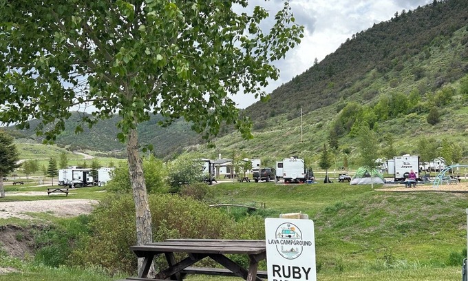 Lava Hot Springs House | Retro Camper full size bed