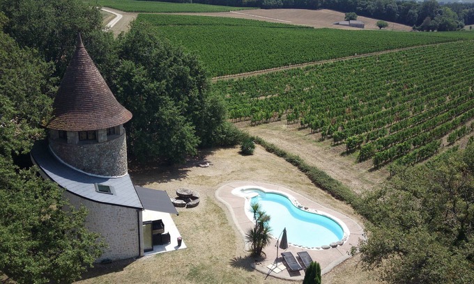 Coutures House | Romantic 18th-Century Windmill Retreat with Pool, Hot Tub & Panoramic Views