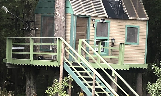 Mesick Cabin | Rustic Treehouse on fabulous private boating, fishing and swimming lake