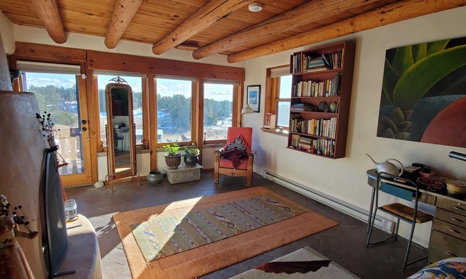 Eldorado at Santa Fe Apartment | Santa Fe huge bedroom, fireplace, livingroom, kitchen, hot tub, views, sleeps 2