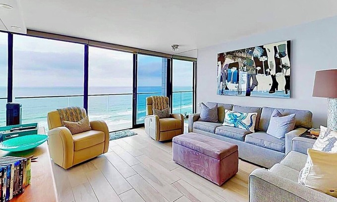 Pacific Beach Condo | Soothing Ocean Sounds, Beach Views, Floor-to-Ceiling Windows: True Beach Therapy