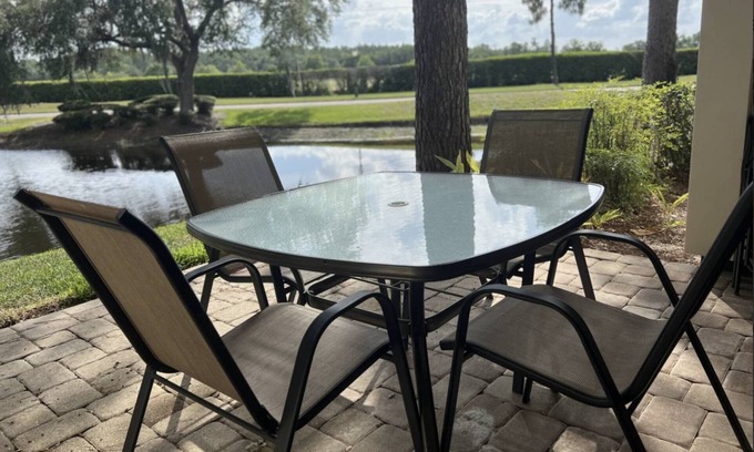 Wesley Chapel Condo | Spacious Corner Unit – 3BR Ground-Floor Condo w/2 Patios, Smart TVs & Scenic Pond Views