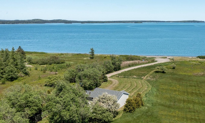 Lubec Cottage | Spectacular beachfront with epic views, beautiful lit-up deck for sunset dining!