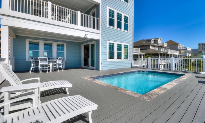 Wilmington Beach House | ☀️Spice Island-7BR Oceanfront-Saltwater Pool-Private Beach Access☀️