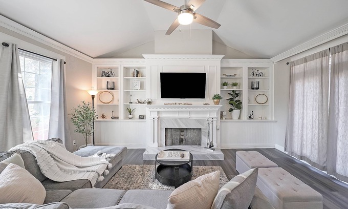 Stone Mountain House | Stay in Style: Beautifully Designed Home with Outside Space/Seating, Charcoal Grill