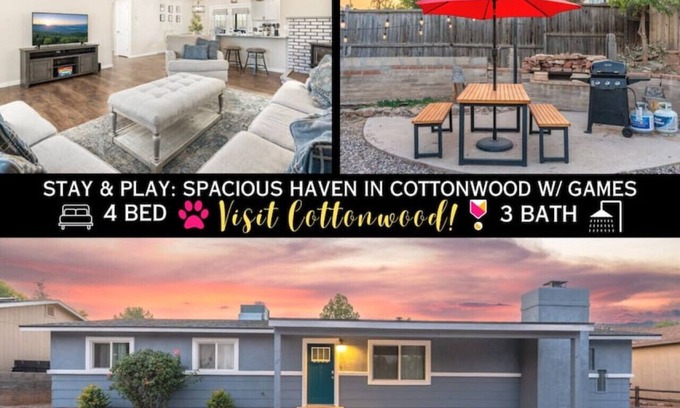 Cottonwood-Verde Village House | Stay & Play: Spacious Haven in Cottonwood w/ Games