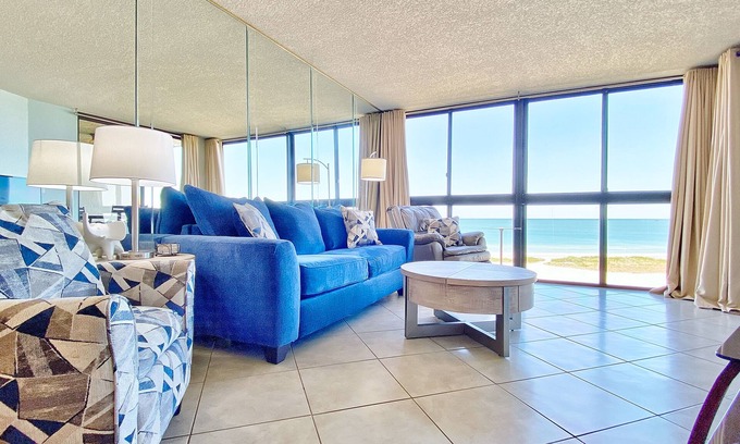 Sand Key Condo | Stunning beachfront escape with heated pool, hot tub & Gulf-view balcony
