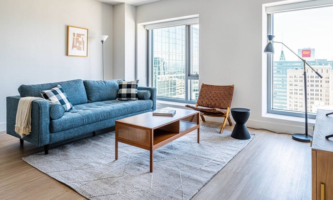 Downtown Oakland Apartment | Stunning Oakland 2BR w/ AC, W/D, Sky Deck, next to BART, by Blueground