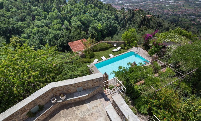 Monteggiori Villa | Stunning private villa with private pool, A/C, WIFI, TV, terrace, panoramic view, close to Viareggio