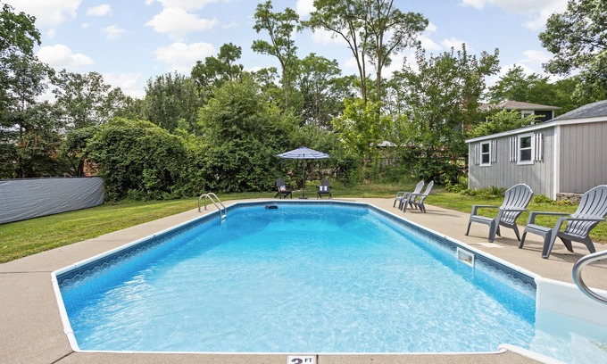 Indianapolis House | Stylish Indy Retreat w/Heated Saltwater Pool/Games/Fire Pits, Sleeps 12