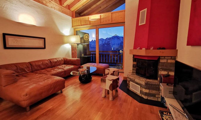 Veysonnaz Apartment | Stylish loft with a great panoramic view
