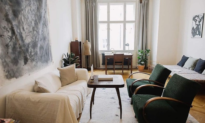 Holesovice Apartment | Stylish, unique 2 bedroom flat w/balcony in Letna