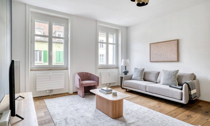 Basel City Centre Apartment | Sunlit Matthäus 3 Room w/Storage, nr Market, by Blueground