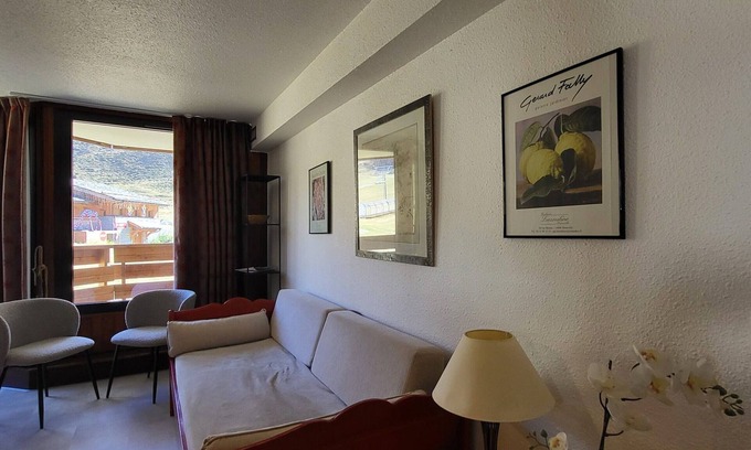 Val Claret Apartment | Sunny 2-Room Apartment with Balcony, Mountain View & Direct Slope Access