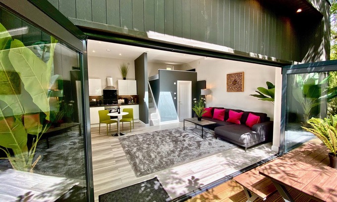 Newton Ferrers Cabin | Sunridge Cube 2 with Hot Tub & Giant Home Cinema