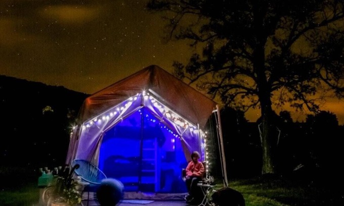 Ouaquaga RV Rental | Tentrr Signature Site - Little Sit Farm Cosmic Glamping Site