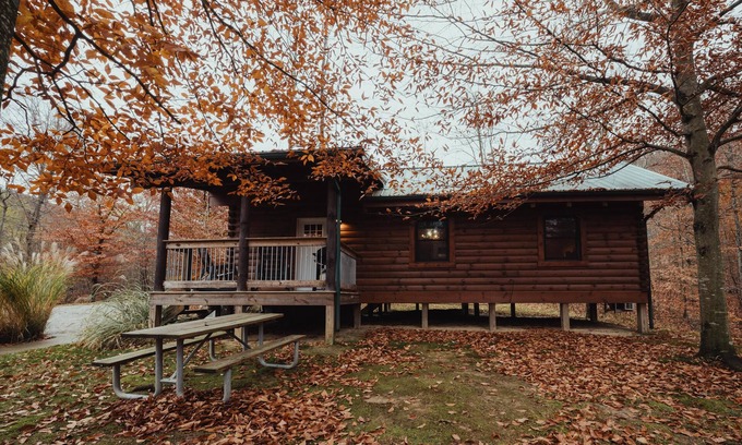 South Bloomingville Cabin | The Escape - Stay at the Escape Cabin in Hocking Hills, OH! Enjoy a cozy stay with a hot tub, fire pit, hiking, waterfalls, and more. Book your getaway today!
