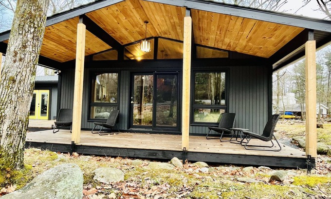 Lake Harmony Estates House | The LoveShack- MidCenturyModern w hot tub in the Poconos!