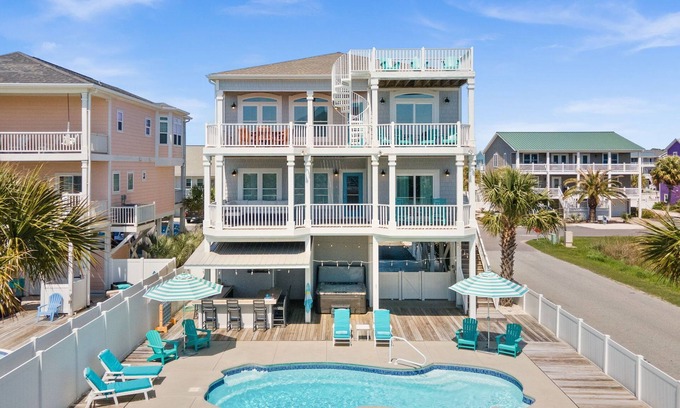 Holden Beach House | " 'Til Next Time!" Pool w/Opt. Heat, Hot Tub, Tiki Bar, Elevator, Crow's Nest