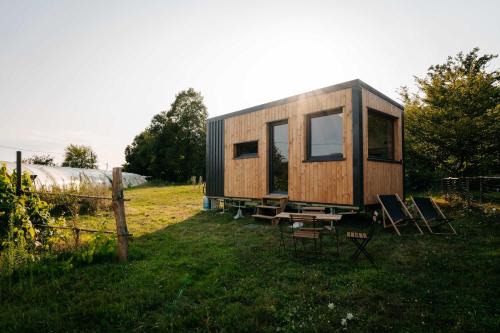 Bruailles House | Tiny-House à 1h20 de Lyon - Salle de bain italienne - Lit Grand confort