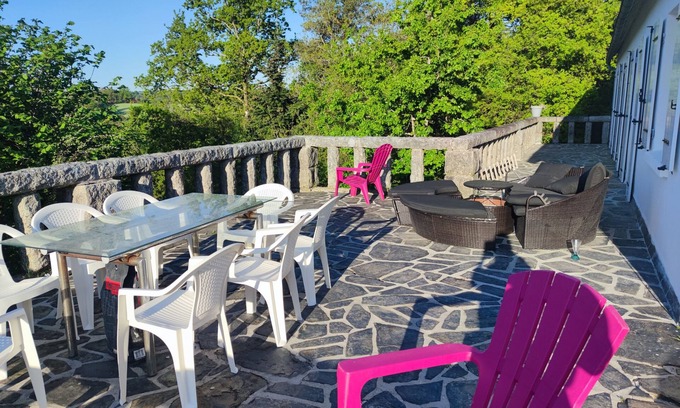 Huelgoat Cottage | Tree oasis. Large terrace overlooking lake and forest.