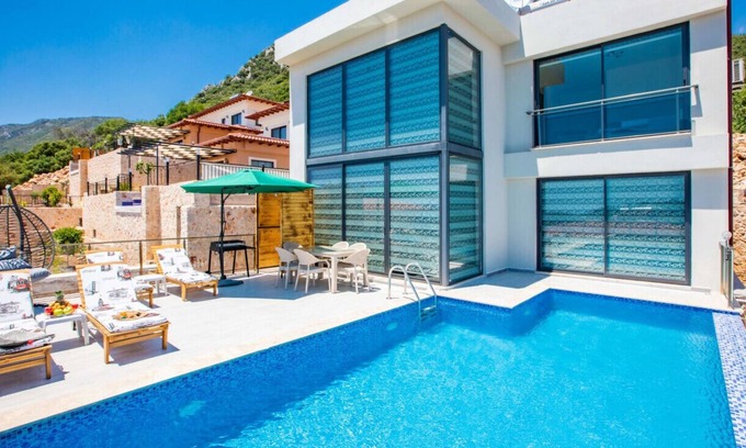 Kas Villa | Triplex Villa with Sauna, Pool and Sea View in Kas