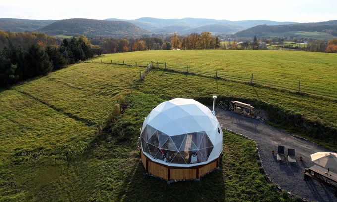 Cobleskill Cabin | Unique Geodesic Dome Retreat nestled on an Agroforestry Farm