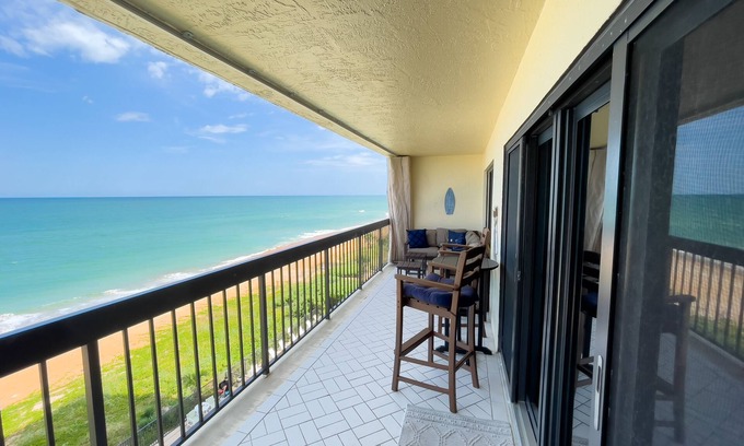 Ormond-by-the-Sea Condo | Updated direct oceanfront corner condo with private balcony, heated pool and garage