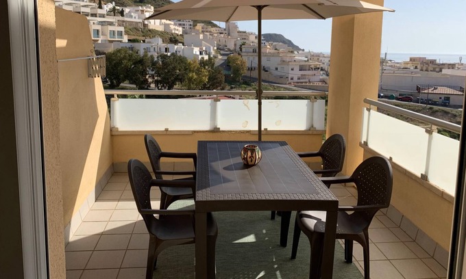 Carboneras House | Vacation Home 'Atico Av Almeria' with Sea View, Pool, Private Terrace