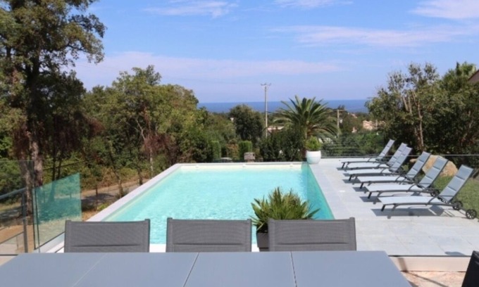 Santa-Maria-Poggio Villa | Villa CORSIC' HOUSE air-conditioned 8 persons SEA VIEW! Between Mountain and Sea