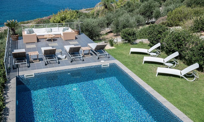 Chorafakia Villa | Villa Emilia front sea amazing sunset , large swimming pool can be heated .