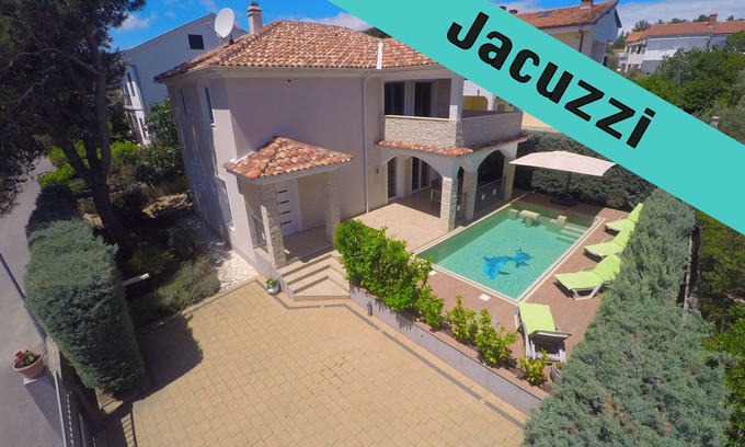 Krk House | Villa KRK (4*): heated pool, Jacuzzi, 150m from the sea, sea view