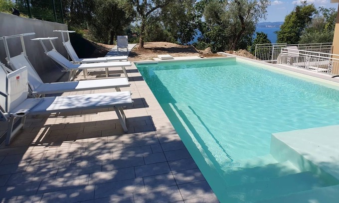 Albisano Apartment | Villa Malù - APT Amalia - Pool and lake view