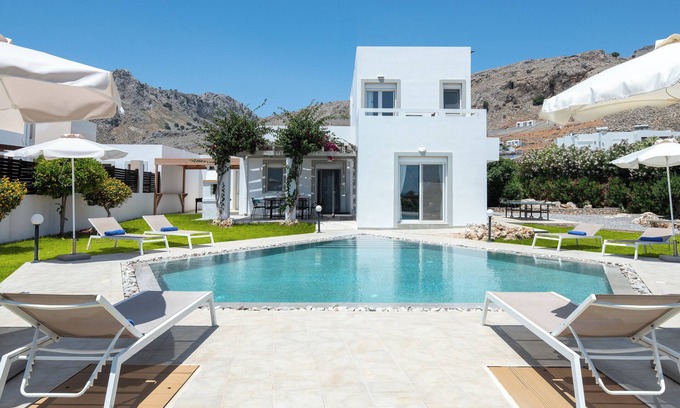 Lindos Villa | Villa Melodia 4 Bedroom Villa Private Pool, Seaview, Pool Table, Table Tennis